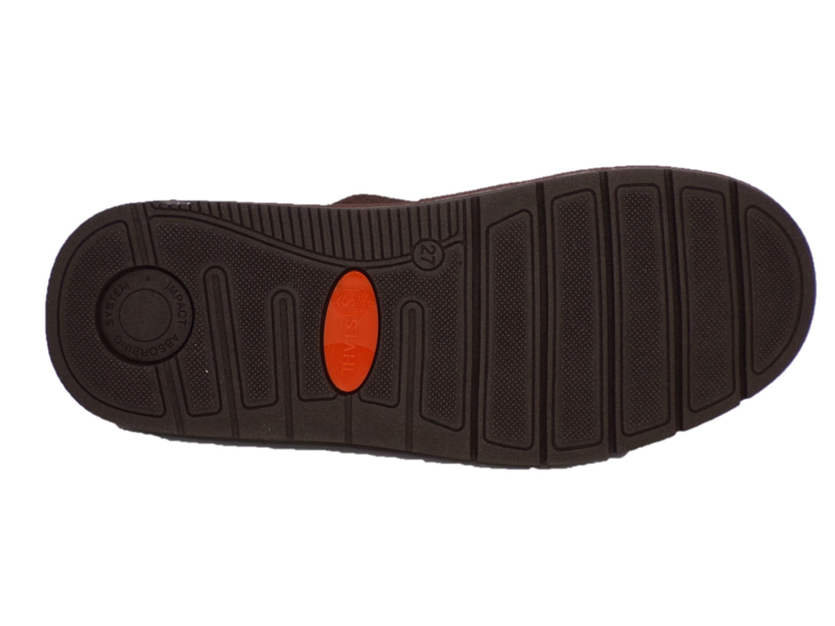 Pantuflas para hombre de gamuza genuina, STAHL E-4751 color Café